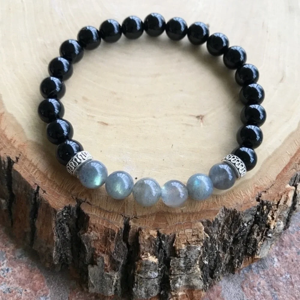 COPY - Men or women labradorite & onyx bracelet - Picture 1 of 7